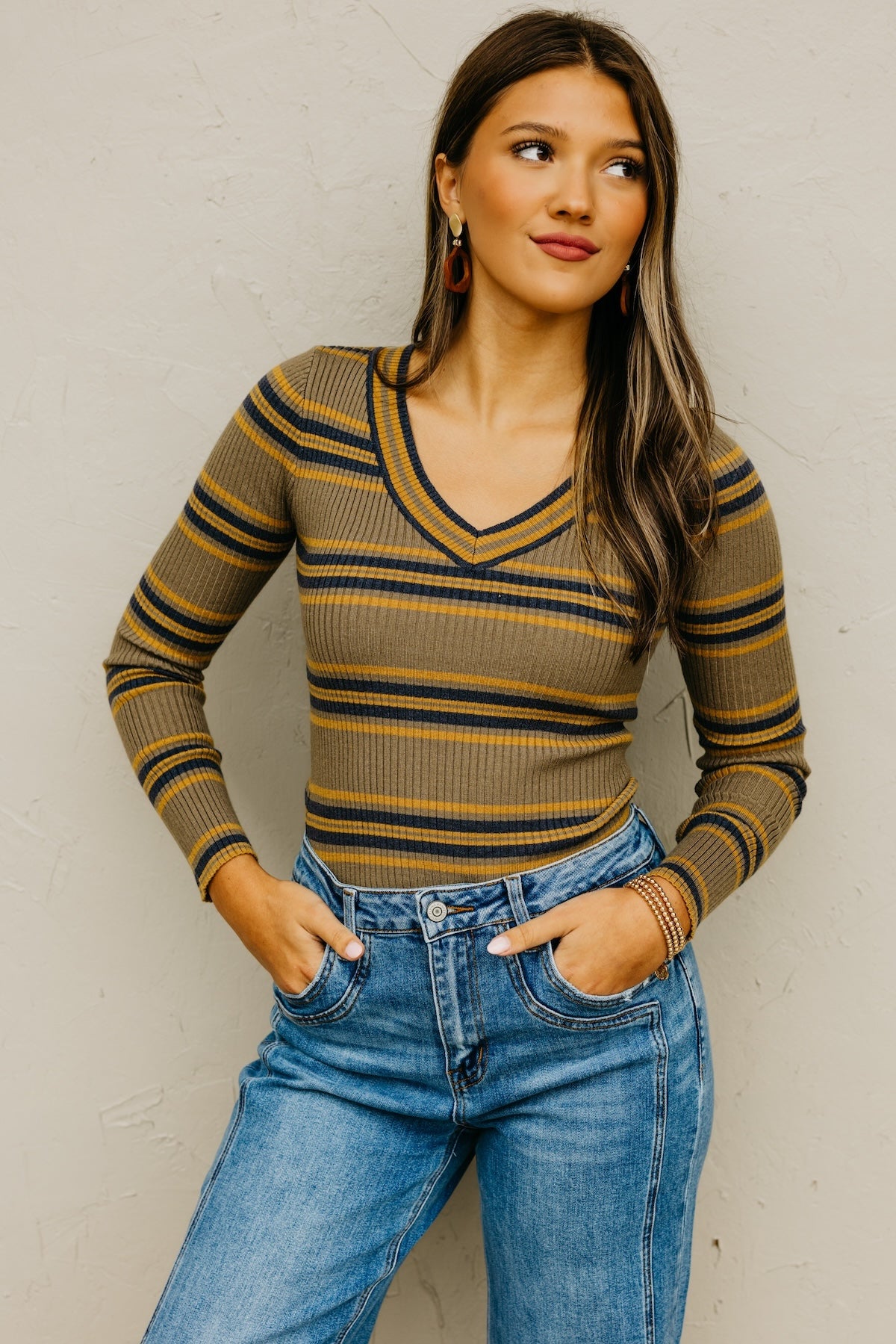 The Sloan Ribbed Stripe Knit Sweater Top