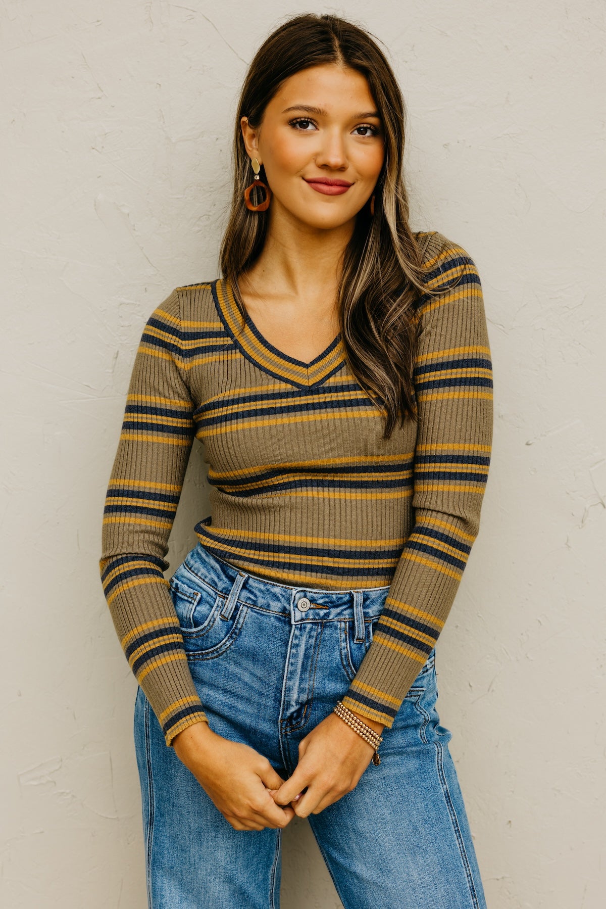 The Sloan Ribbed Stripe Knit Sweater Top