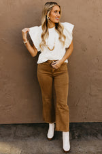 The Dylan Quilted Flutter Sleeve Knit Top