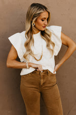 The Dylan Quilted Flutter Sleeve Knit Top