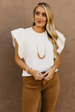 The Dylan Quilted Flutter Sleeve Knit Top