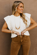 The Dylan Quilted Flutter Sleeve Knit Top