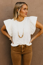 The Dylan Quilted Flutter Sleeve Knit Top