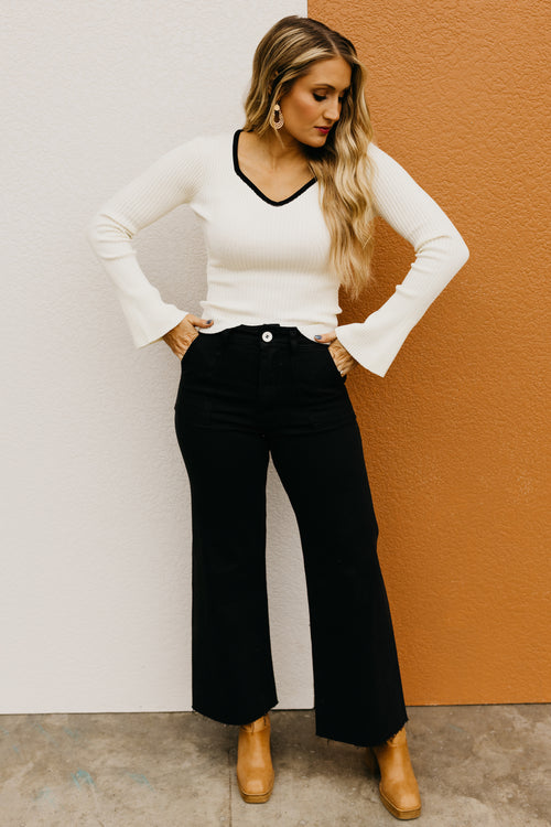 The Rogelio Contrast Bell Sweater