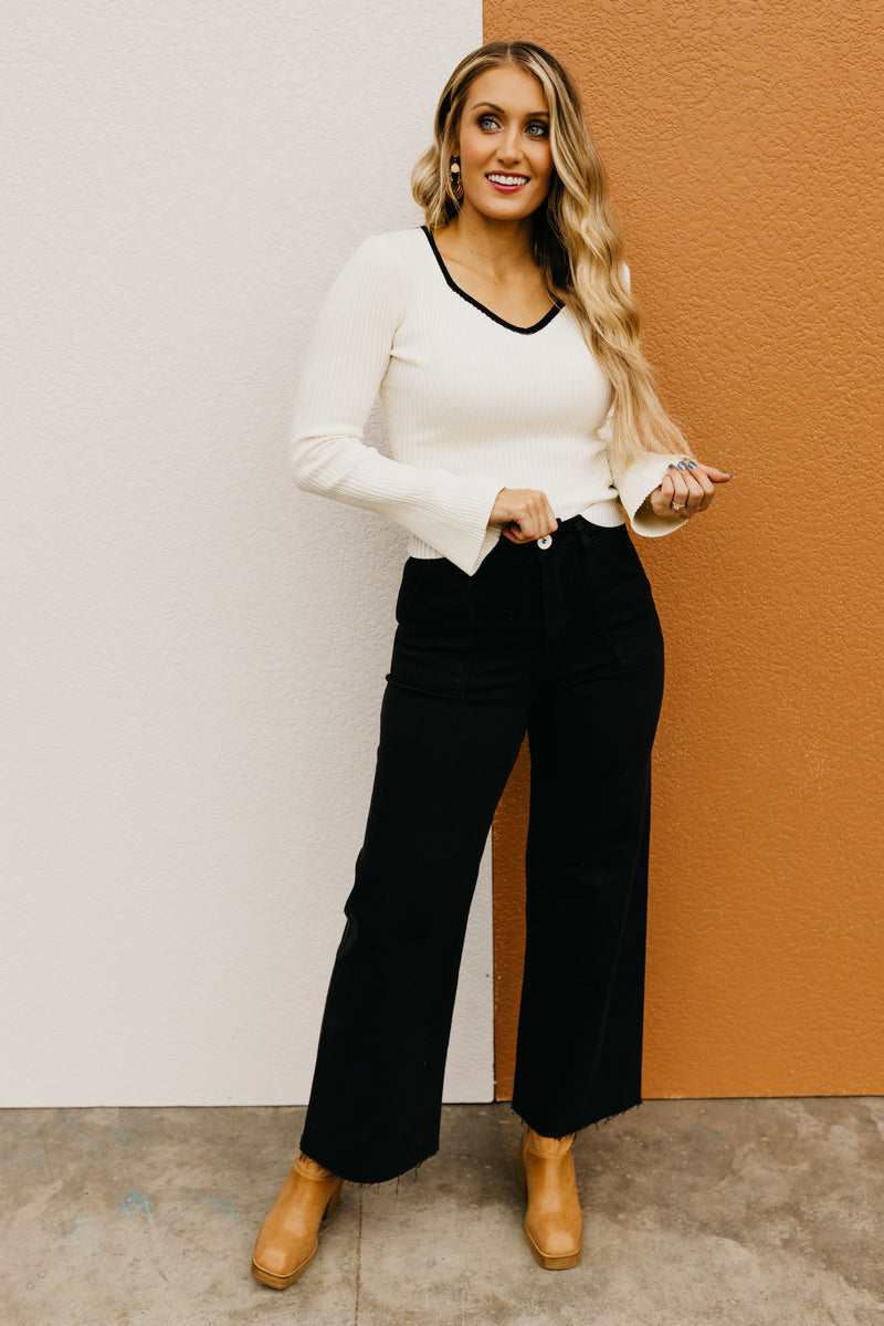 The Rogelio Contrast Bell Sweater
