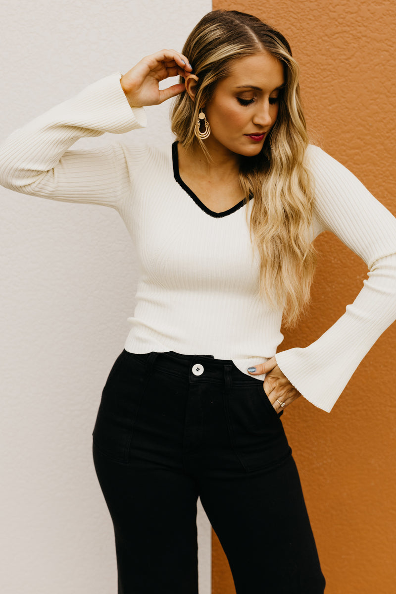 The Rogelio Contrast Bell Sweater