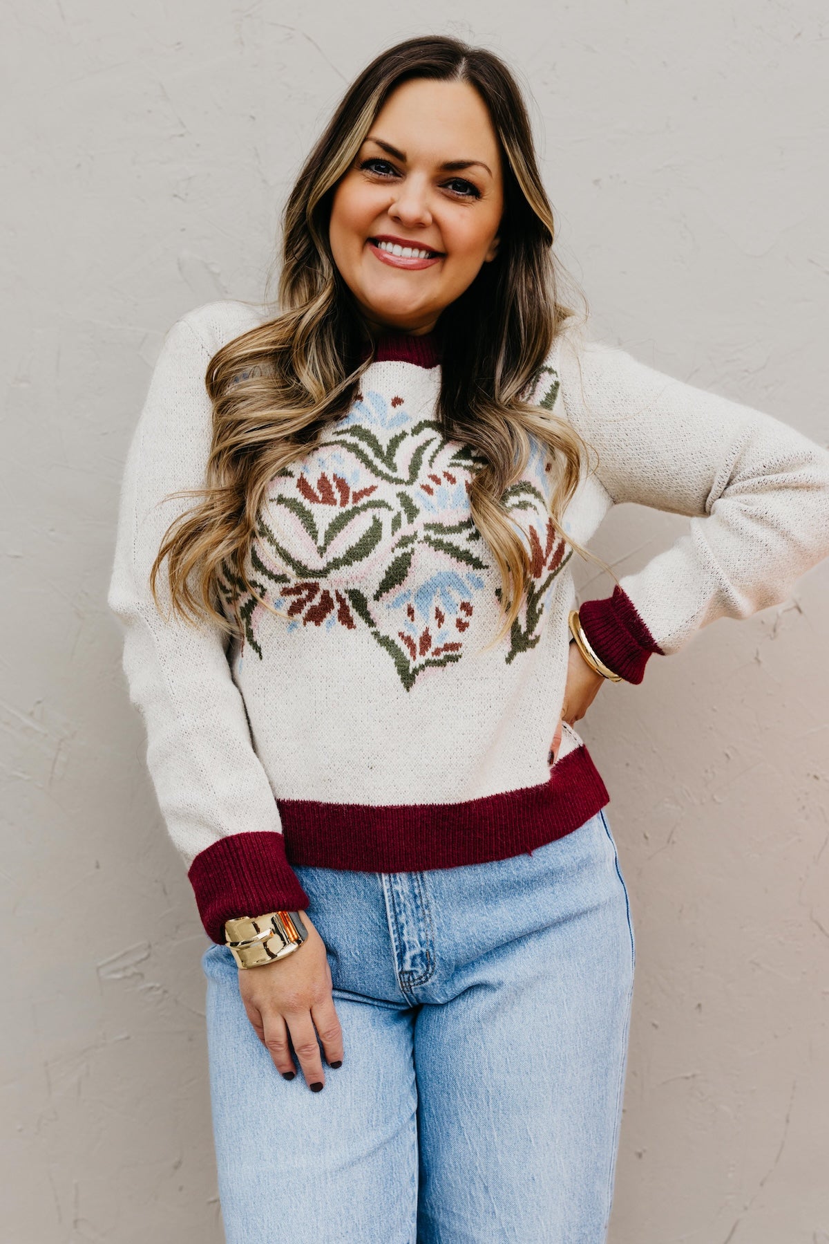 The Keisha Floral Knit Sweater