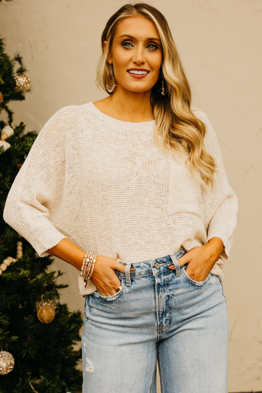 The Norma Dolman Sleeve Pocket Sweater