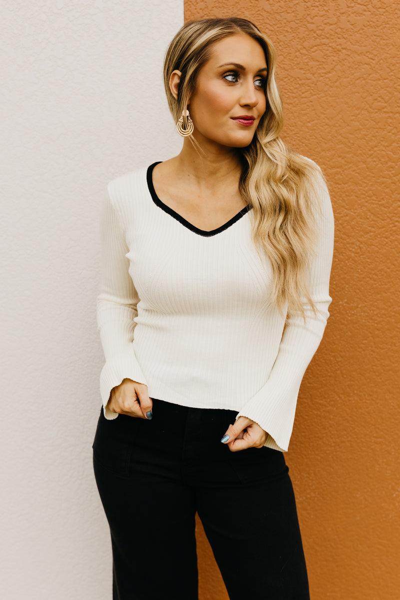 The Rogelio Contrast Bell Sweater