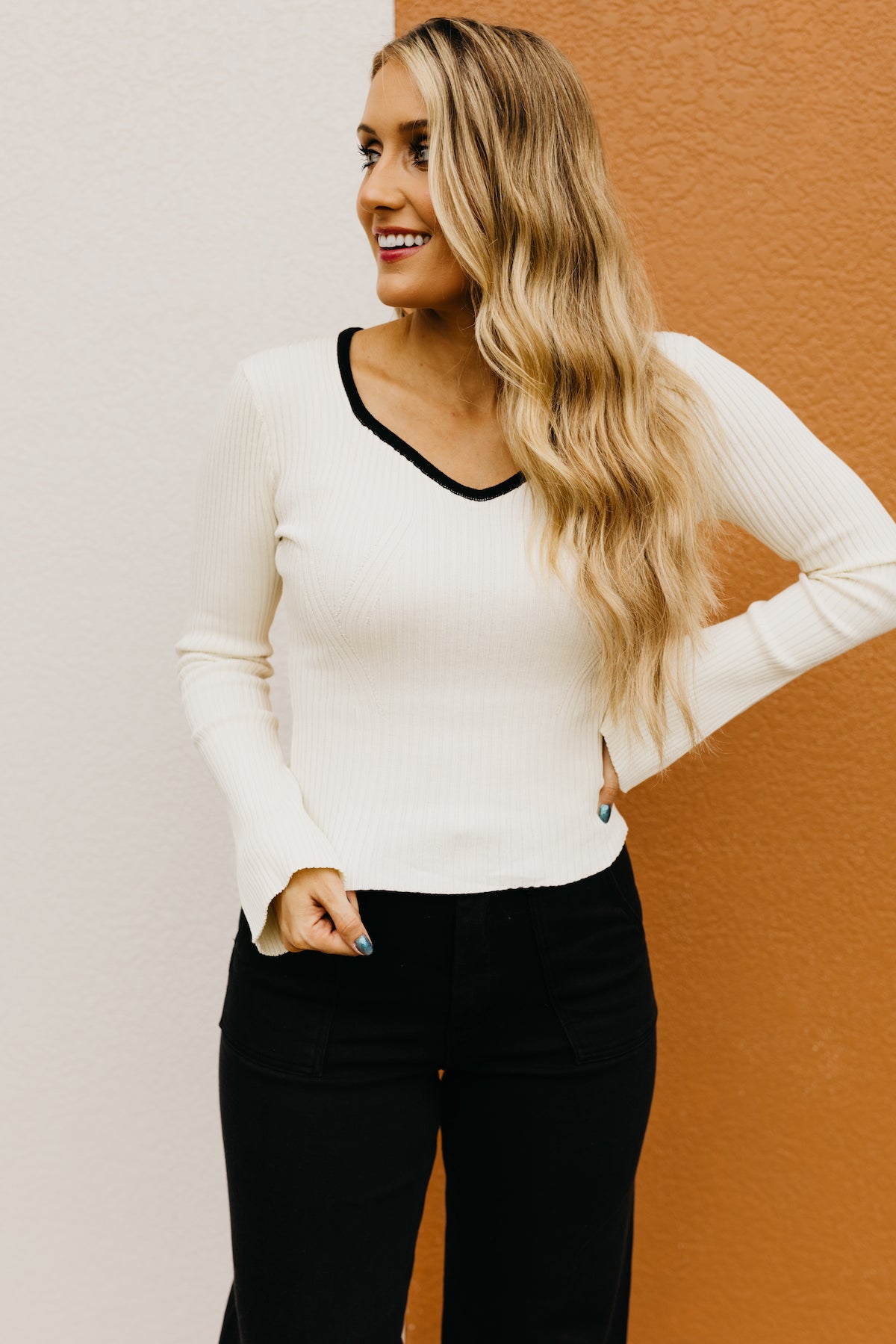 The Rogelio Contrast Bell Sweater  - FINAL SALE