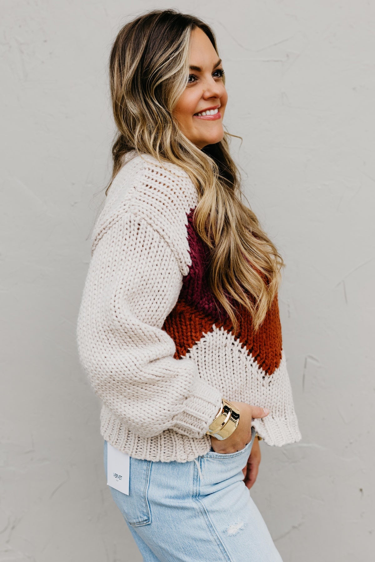 The Faye Argyle Pattern Chunky Sweater