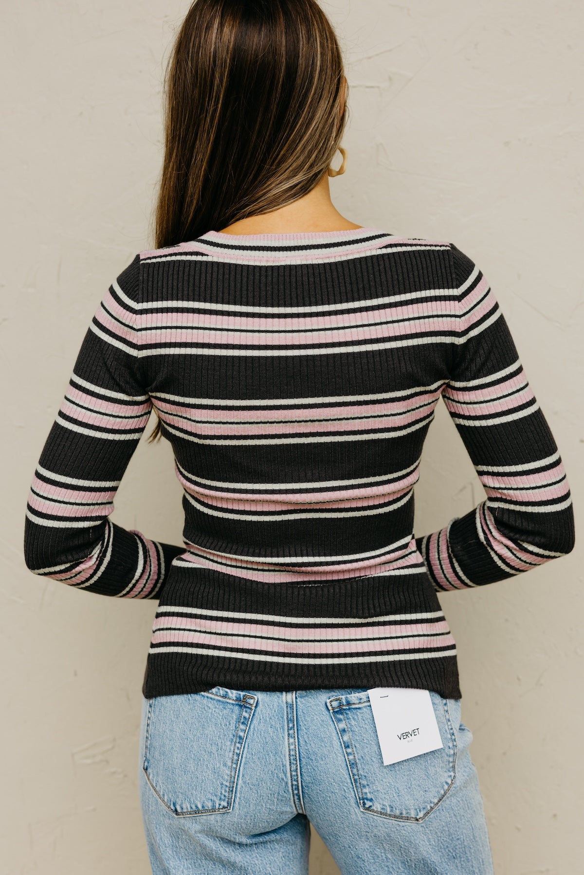 The Sloan Ribbed Stripe Knit Sweater Top