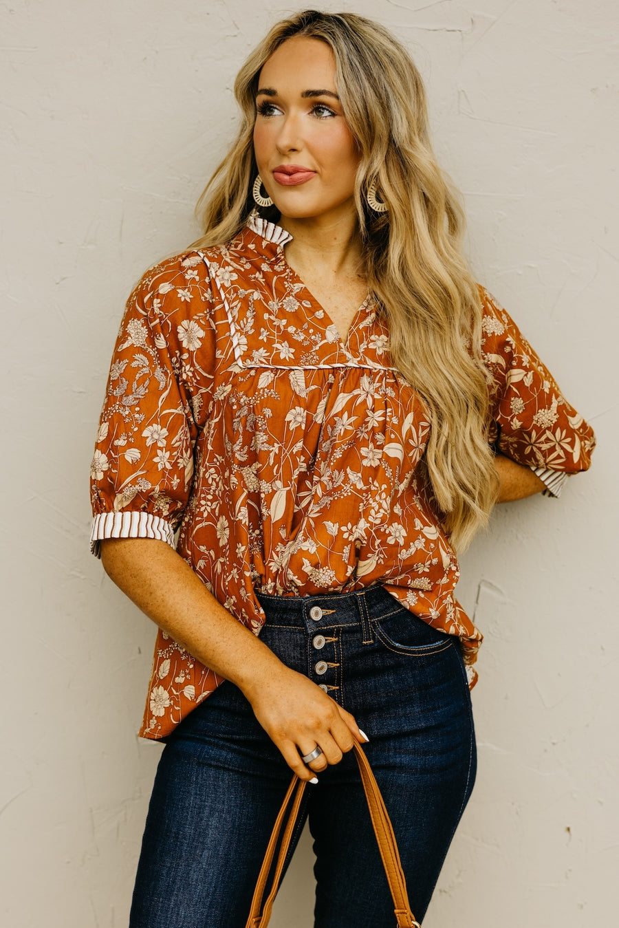 The Millie Printed Contrast Woven Top