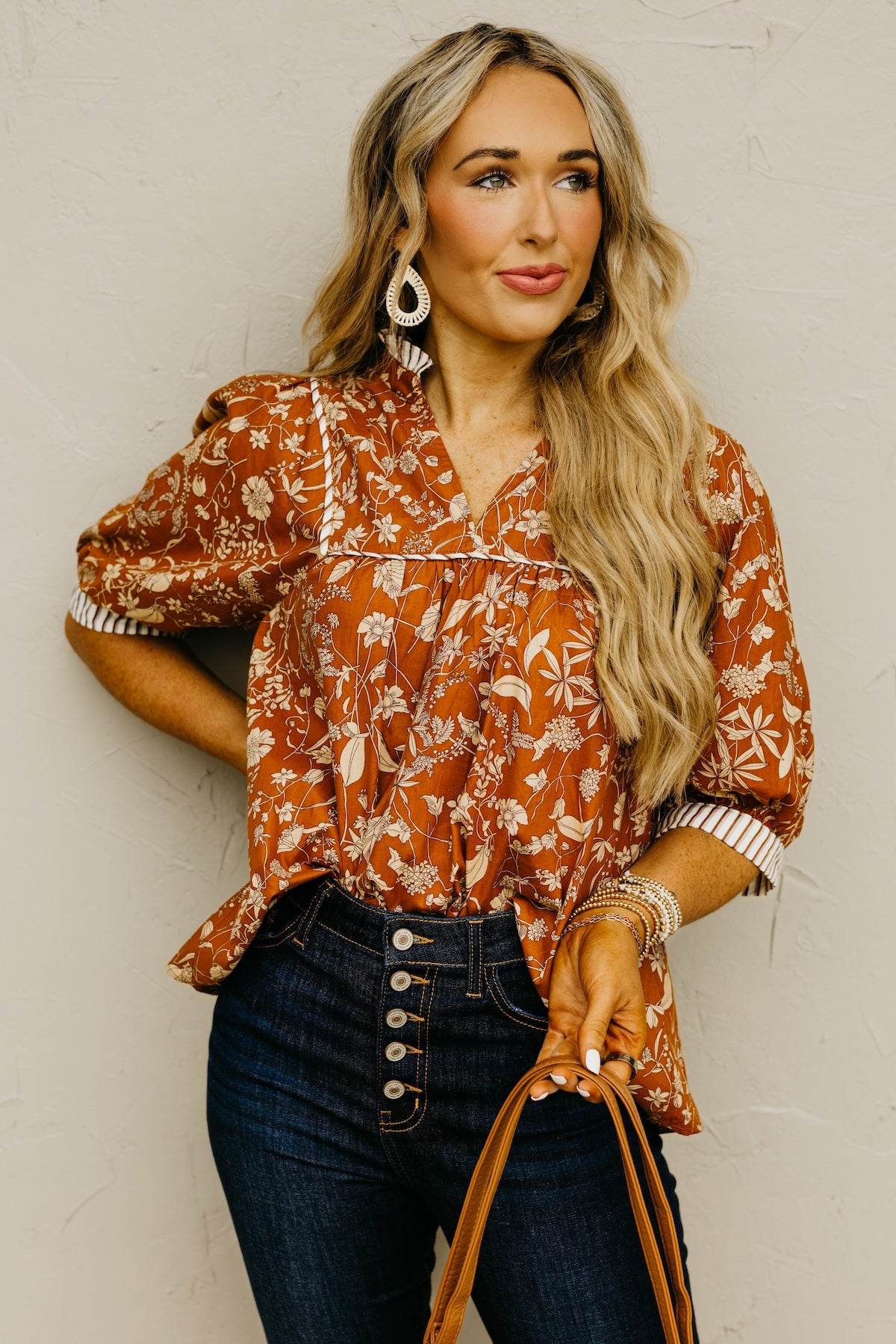 The Millie Printed Contrast Woven Top