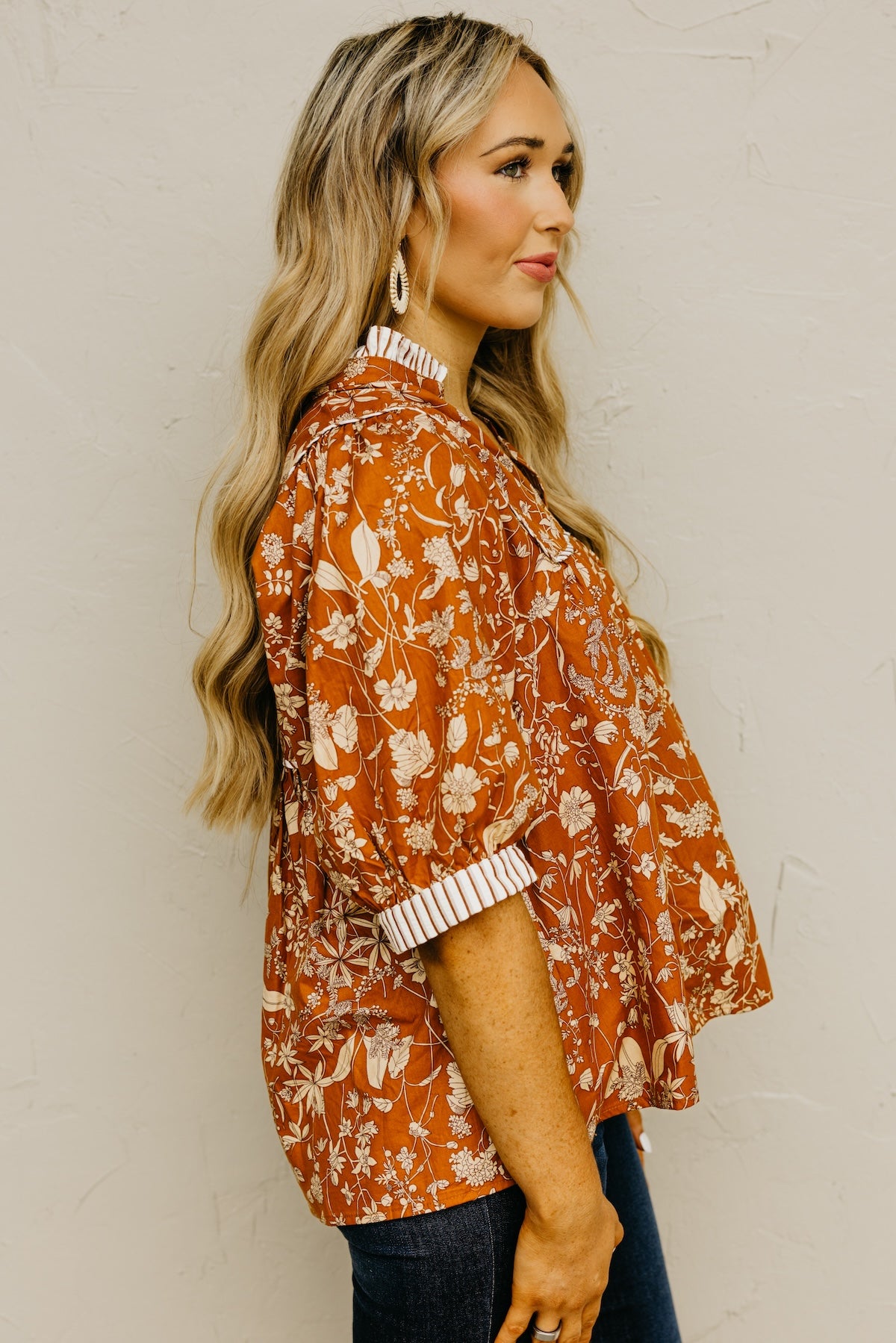 The Millie Printed Contrast Woven Top