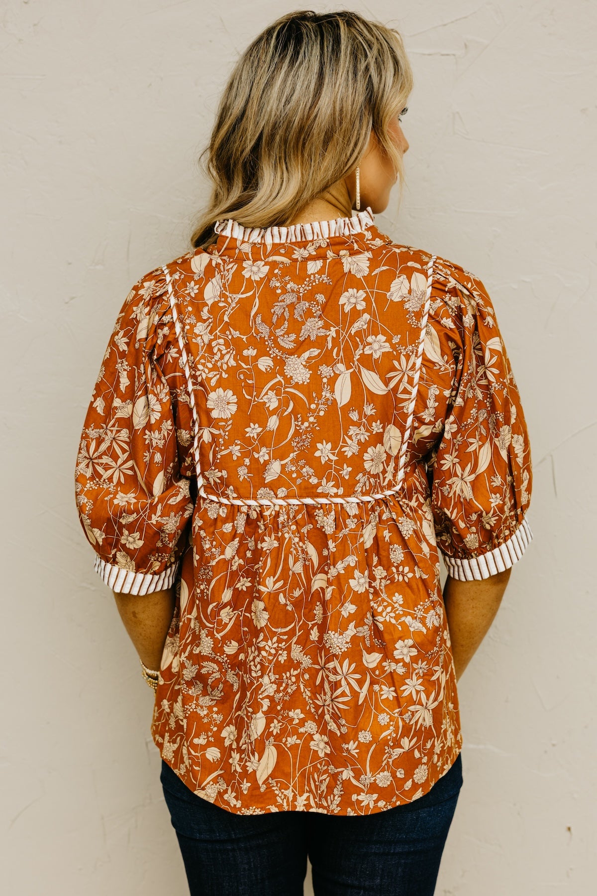 The Millie Printed Contrast Woven Top