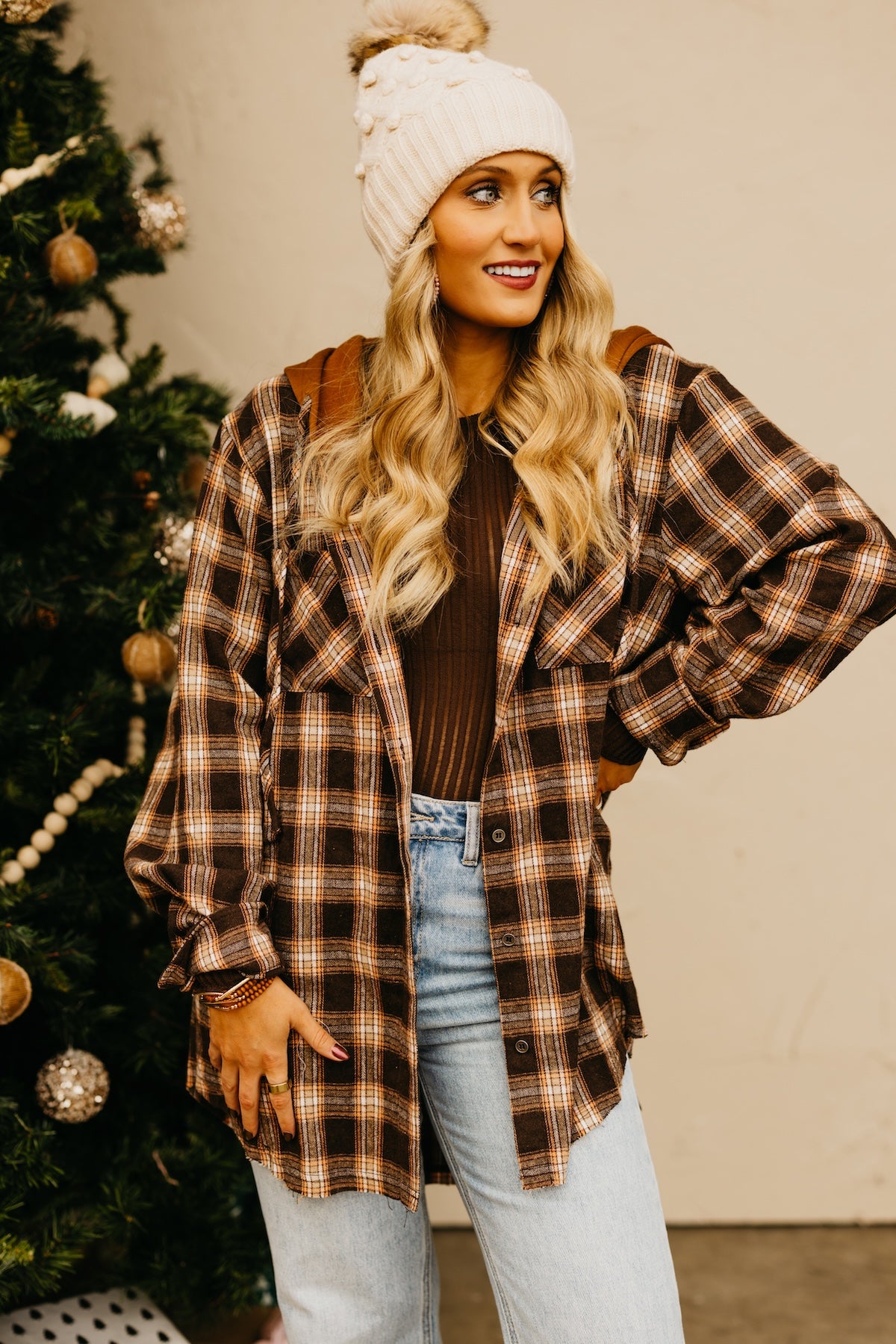 The Tara Hooded Plaid Top