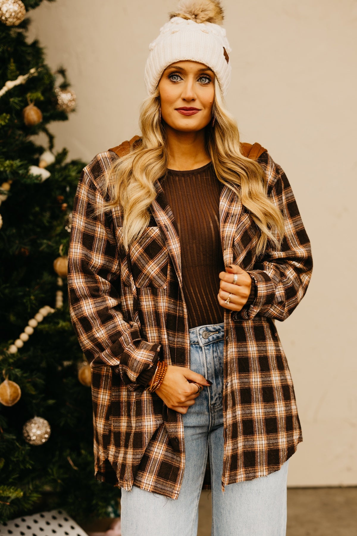 The Tara Hooded Plaid Top