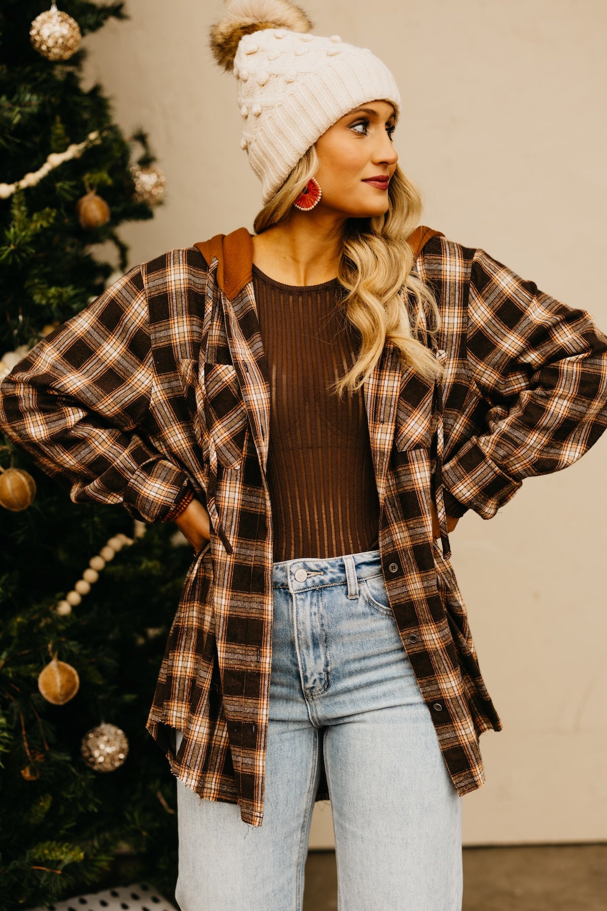 The Tara Hooded Plaid Top