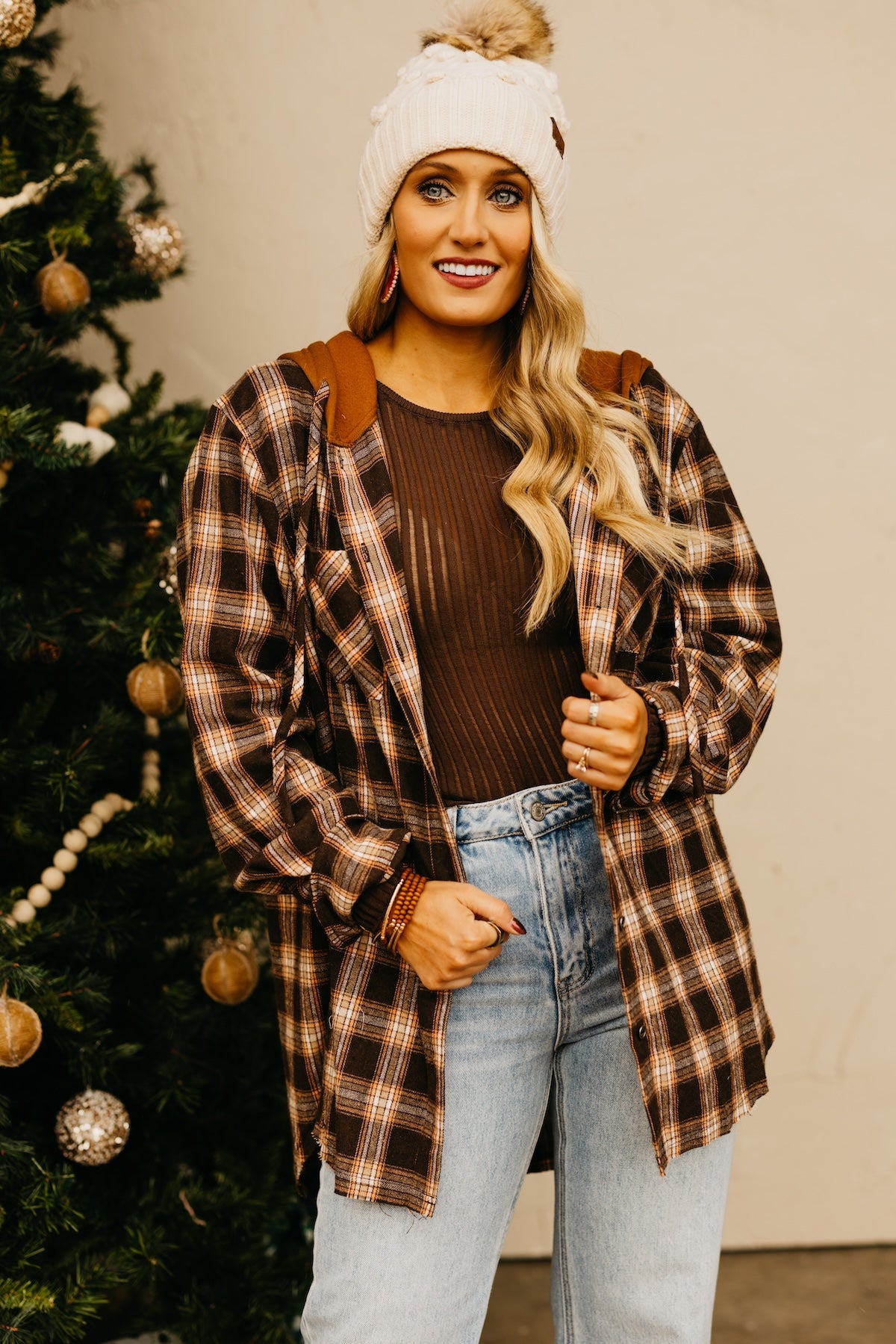 The Tara Hooded Plaid Top