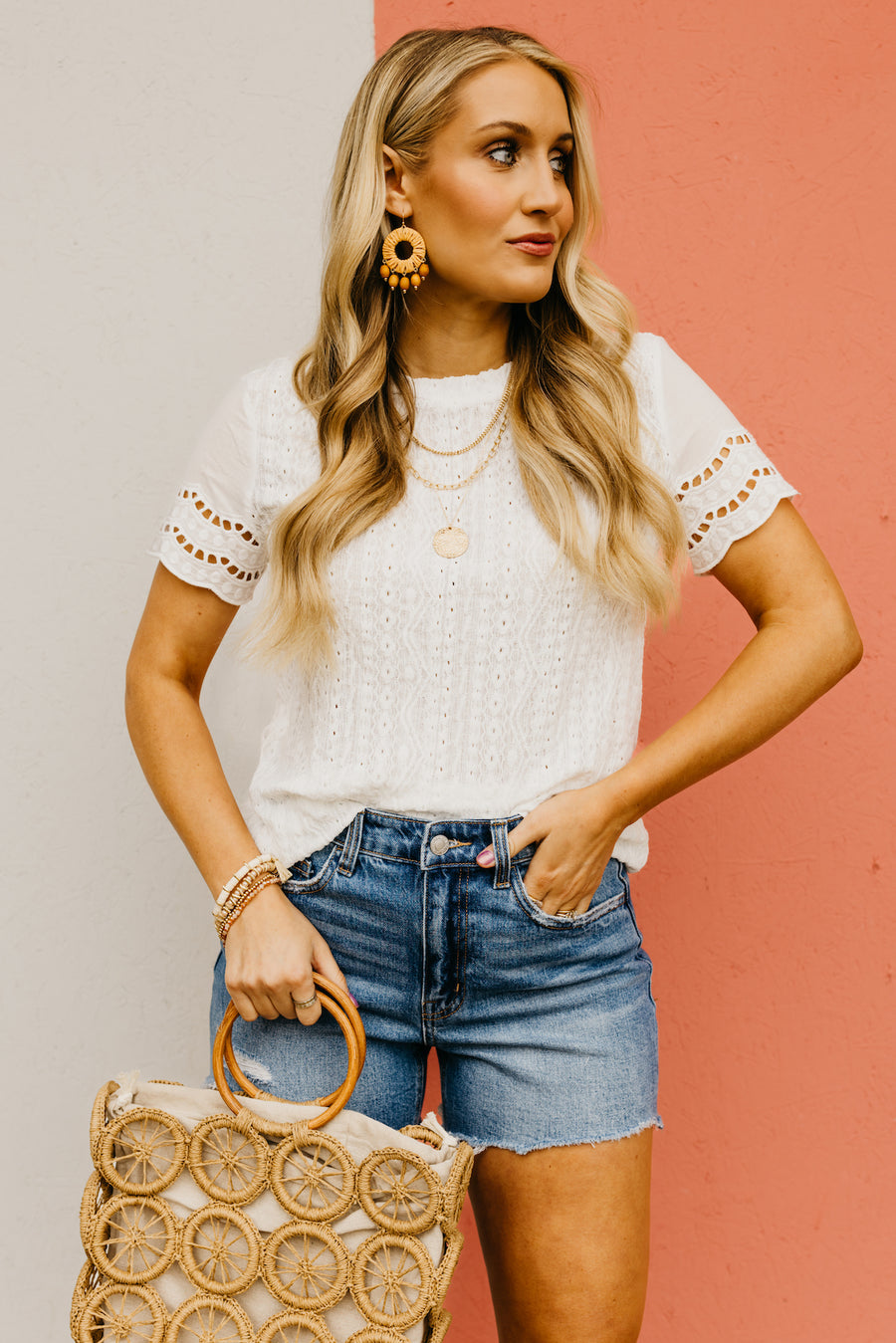 The Wren Eyelet Embroidery Scalloped Top