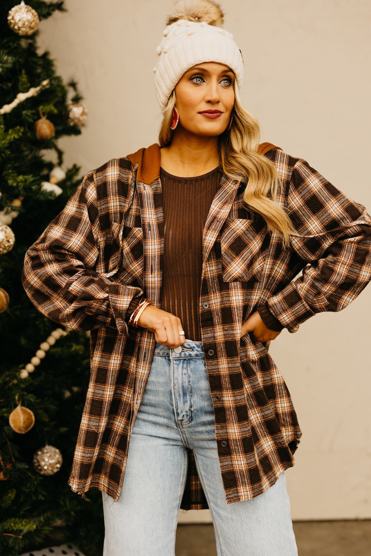 The Tara Hooded Plaid Top