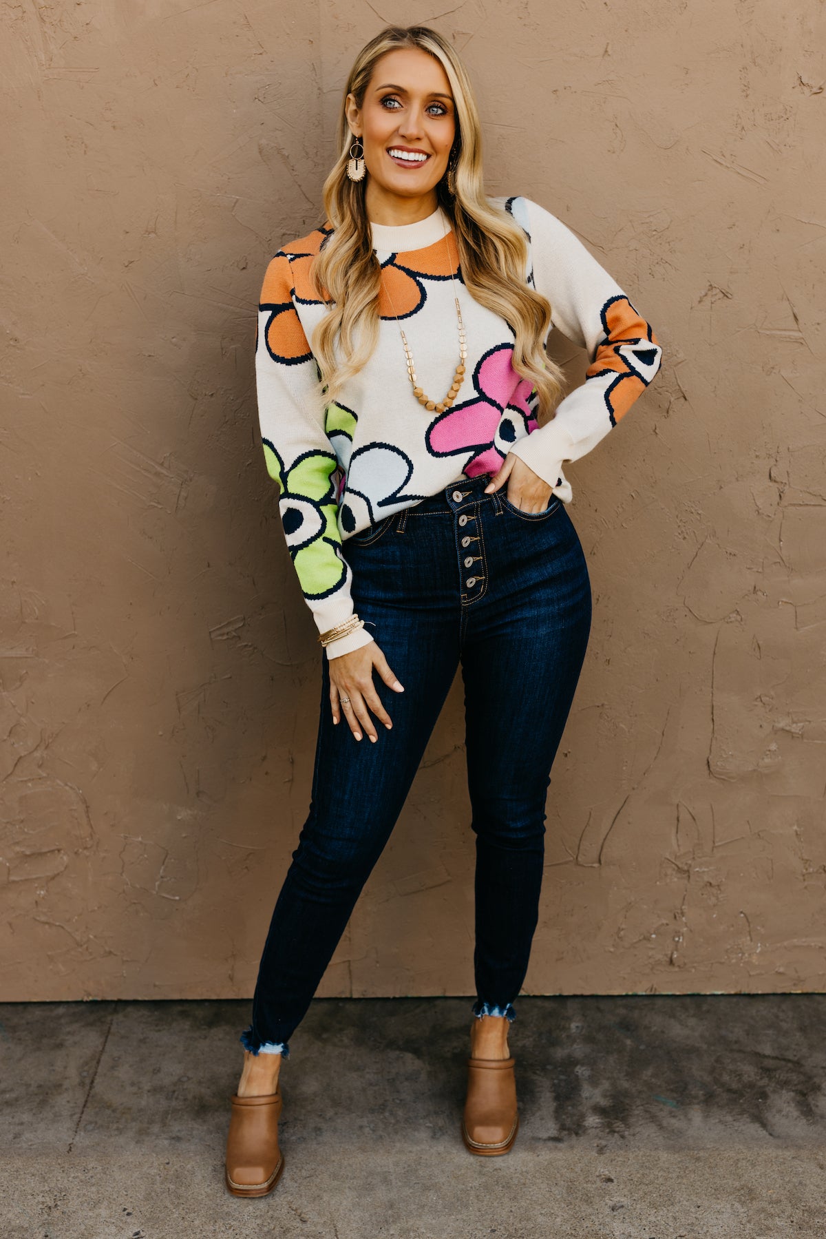 The Leah Retro Floral Sweater - FINAL SALE