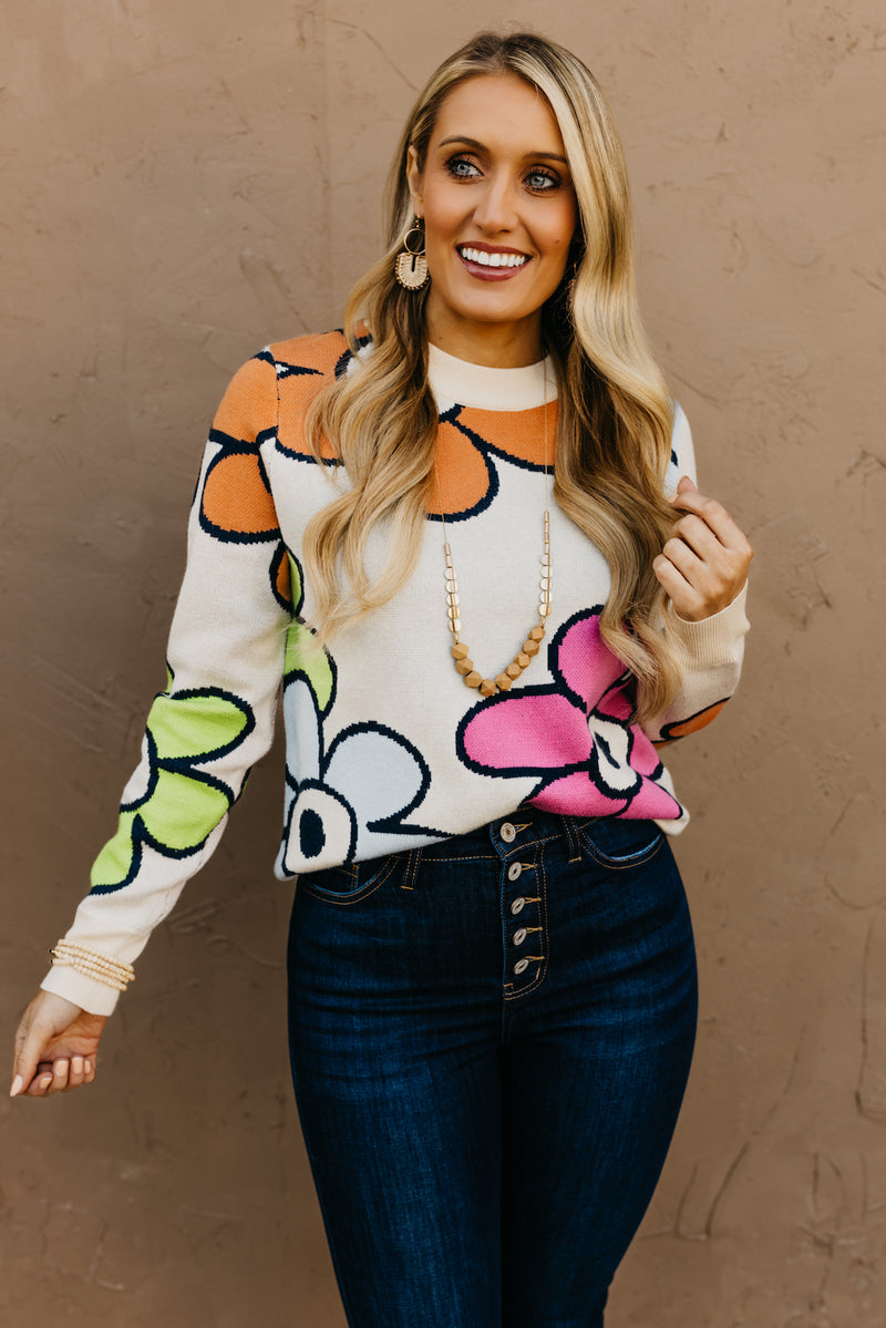 The Leah Retro Floral Sweater