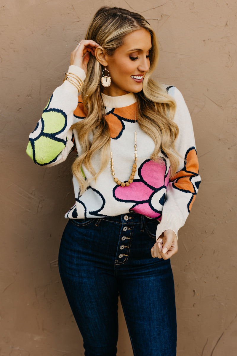 The Leah Retro Floral Sweater
