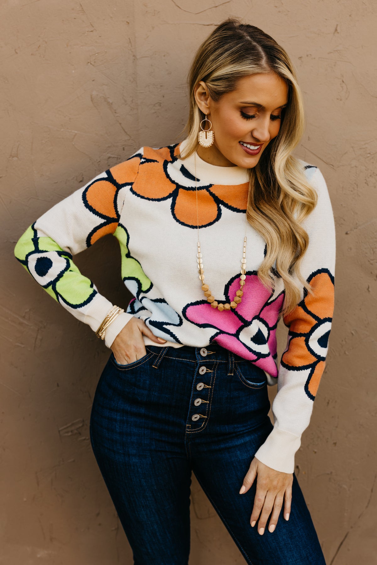 The Leah Retro Floral Sweater - FINAL SALE