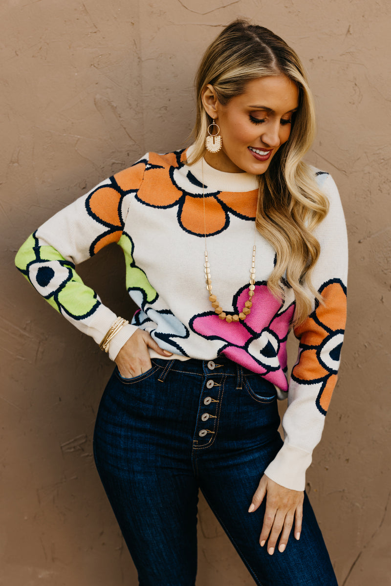 The Leah Retro Floral Sweater