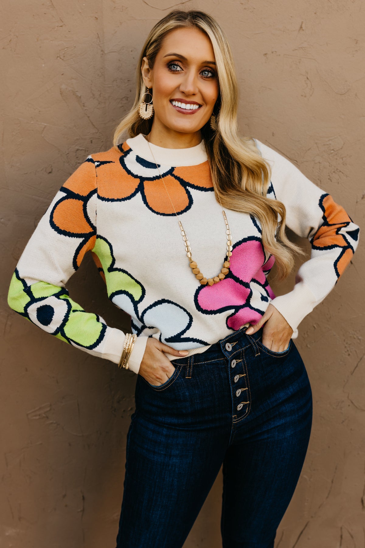 The Leah Retro Floral Sweater - FINAL SALE