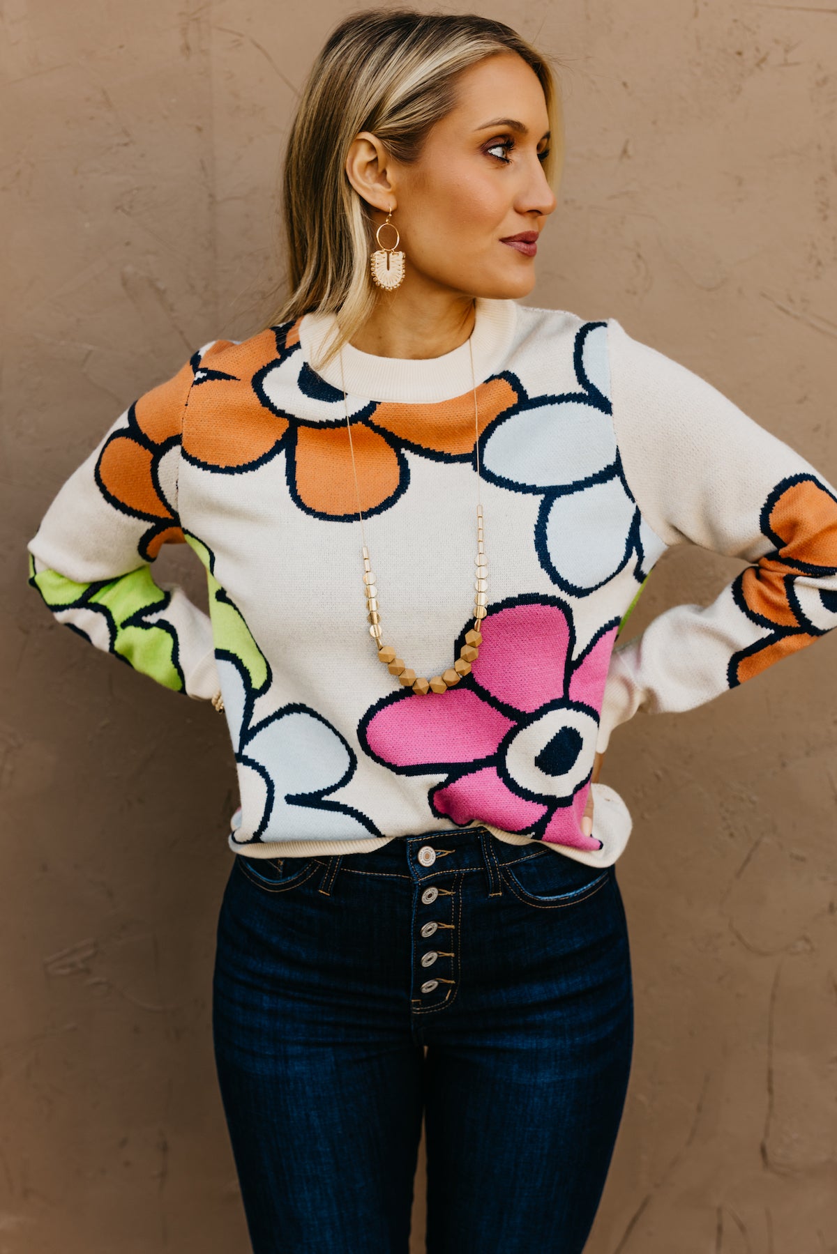 The Leah Retro Floral Sweater - FINAL SALE