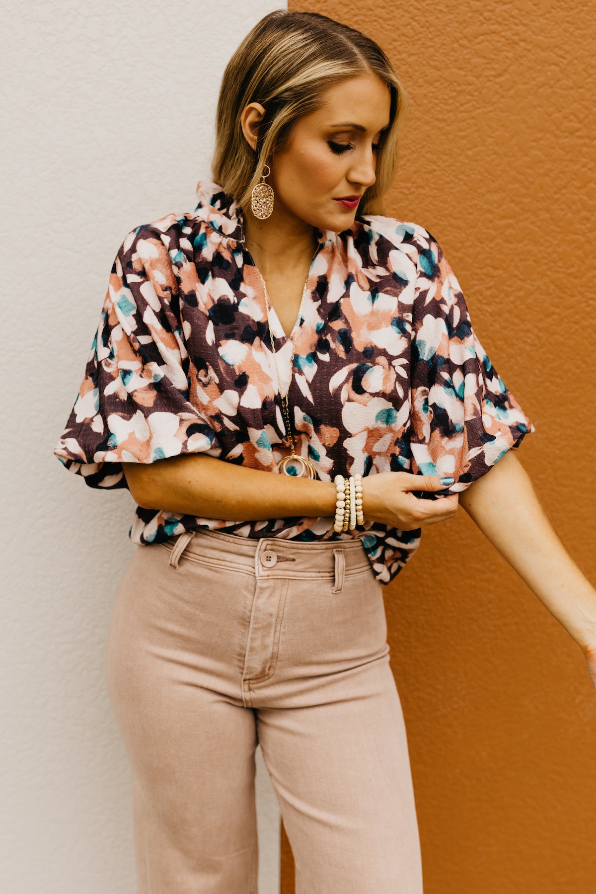 The Davion Printed Puff Sleeve Top  - FINAL SALE