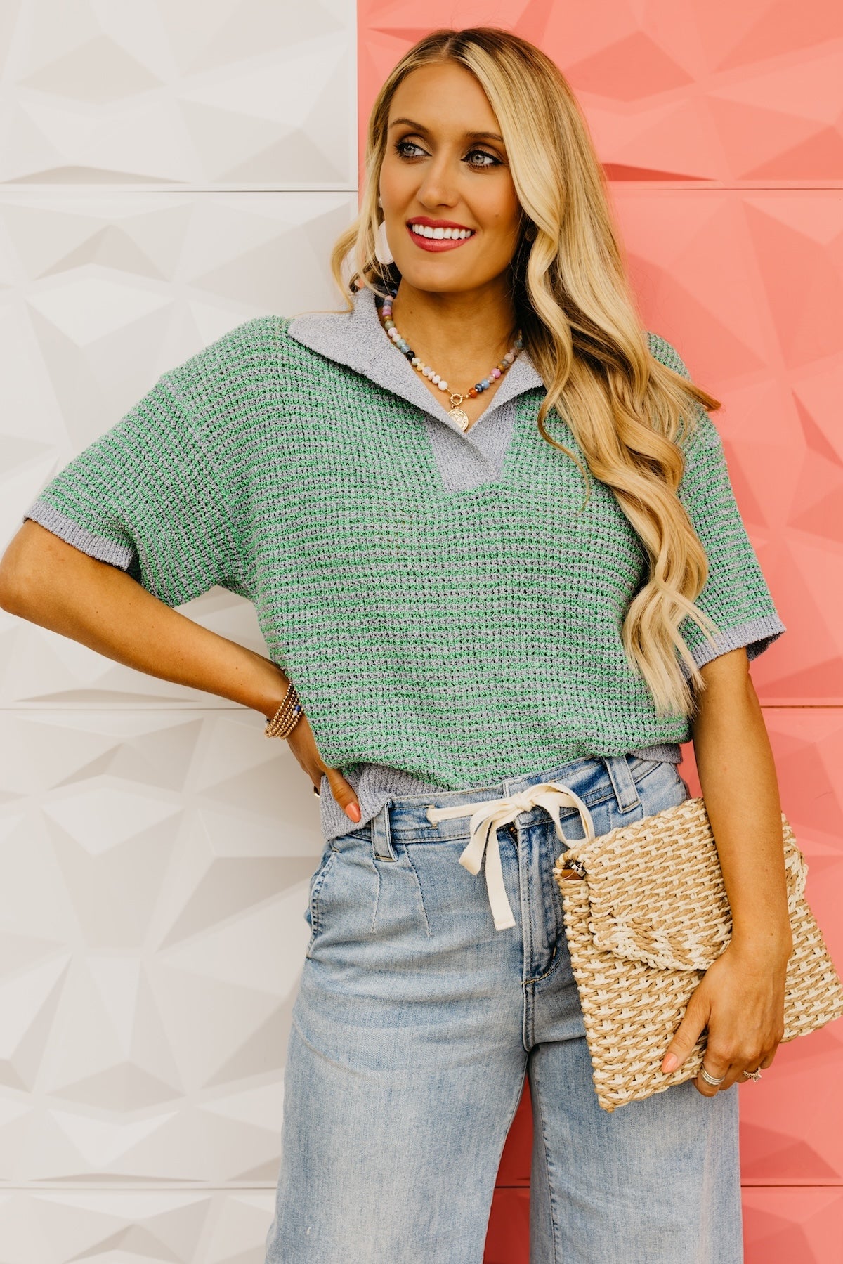 The Adelynn Two-Tone Collared Sweater