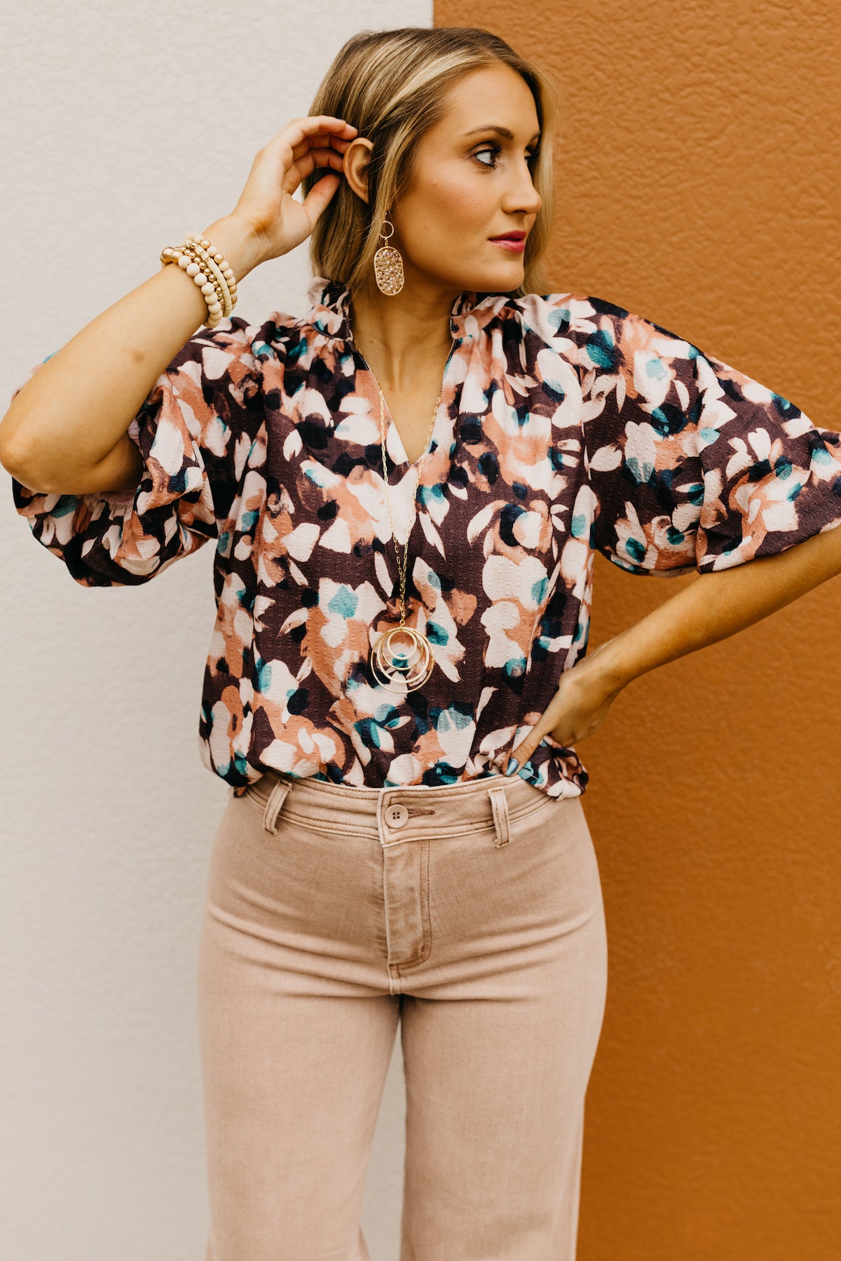 The Davion Printed Puff Sleeve Top  - FINAL SALE