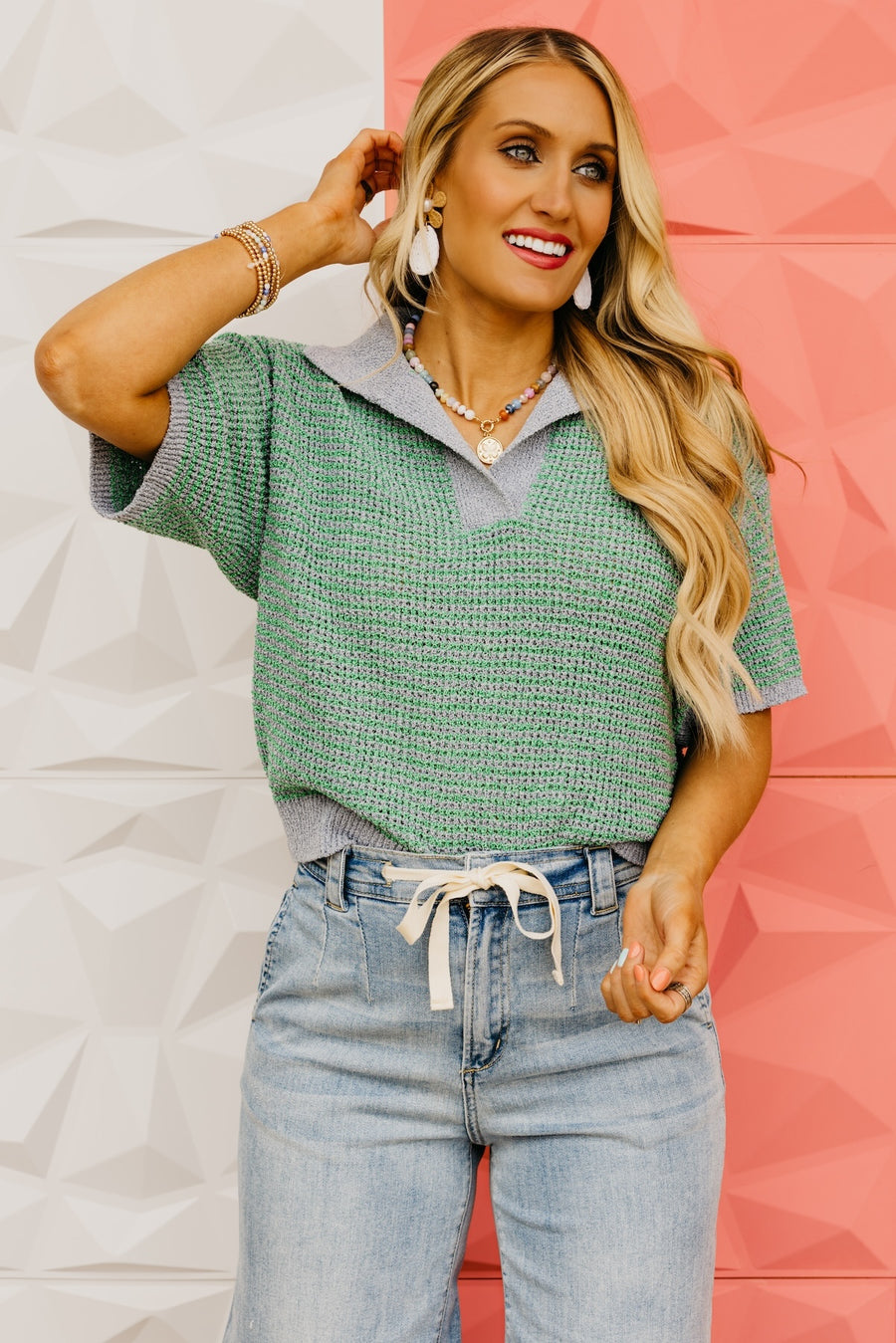 The Adelynn Two-Tone Collared Sweater