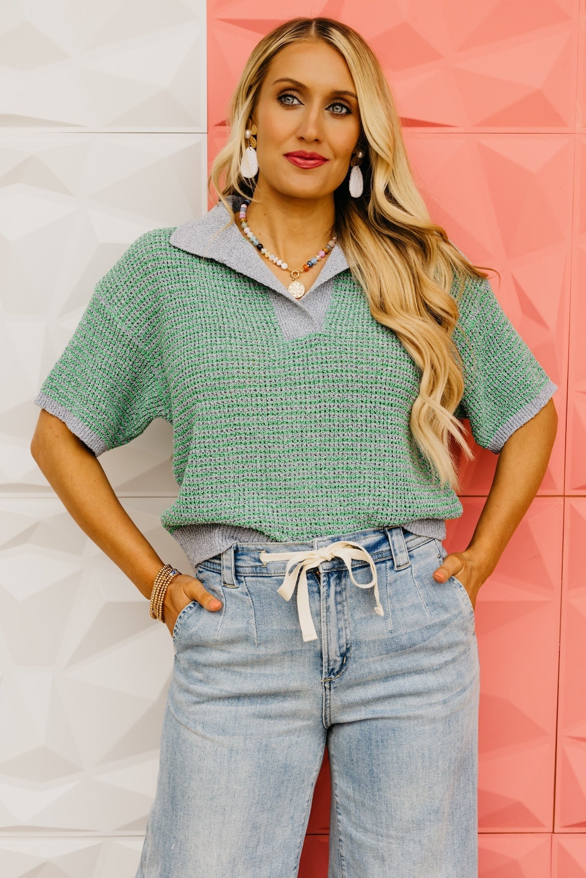 The Adelynn Two-Tone Collared Sweater