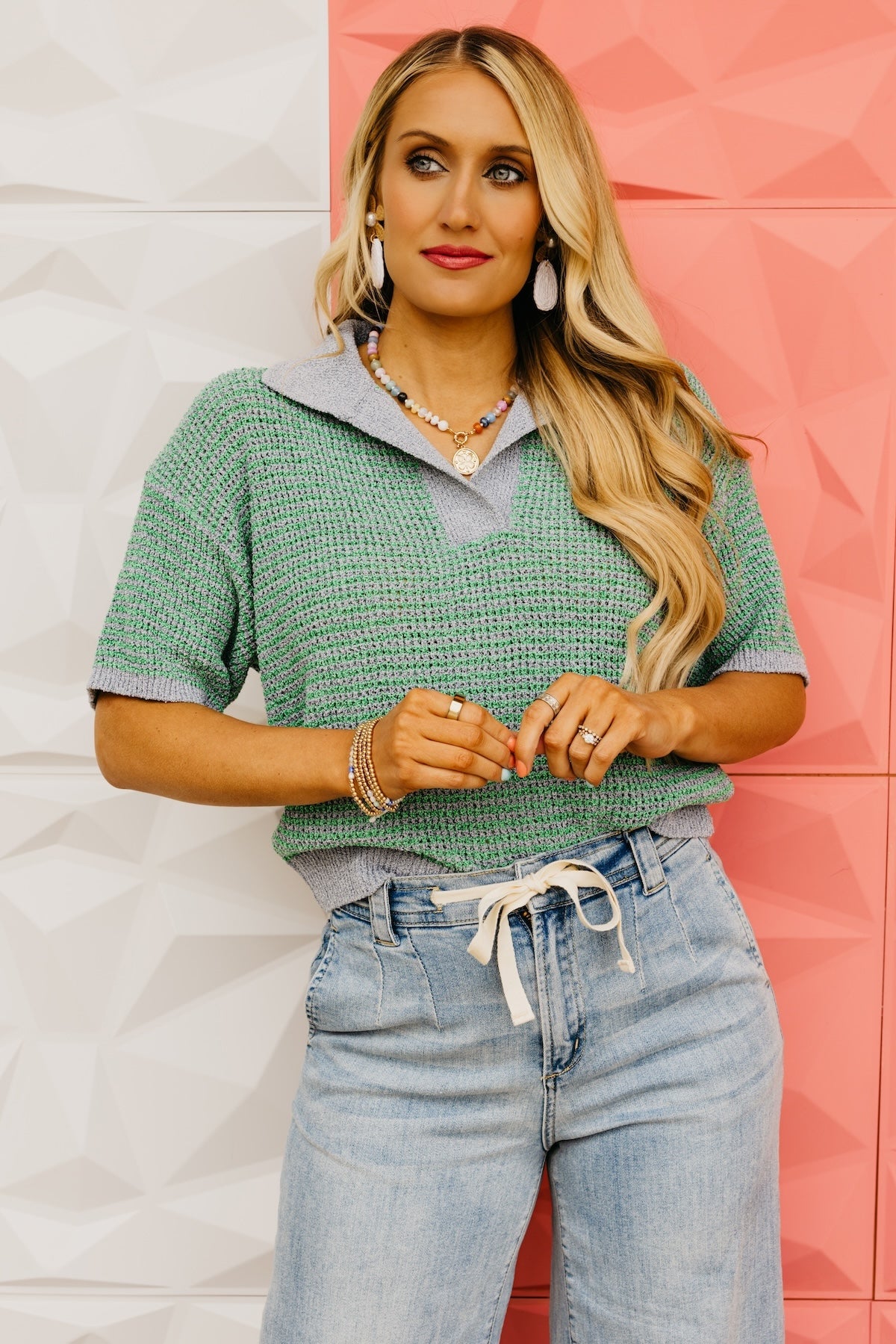 The Adelynn Two-Tone Collared Sweater