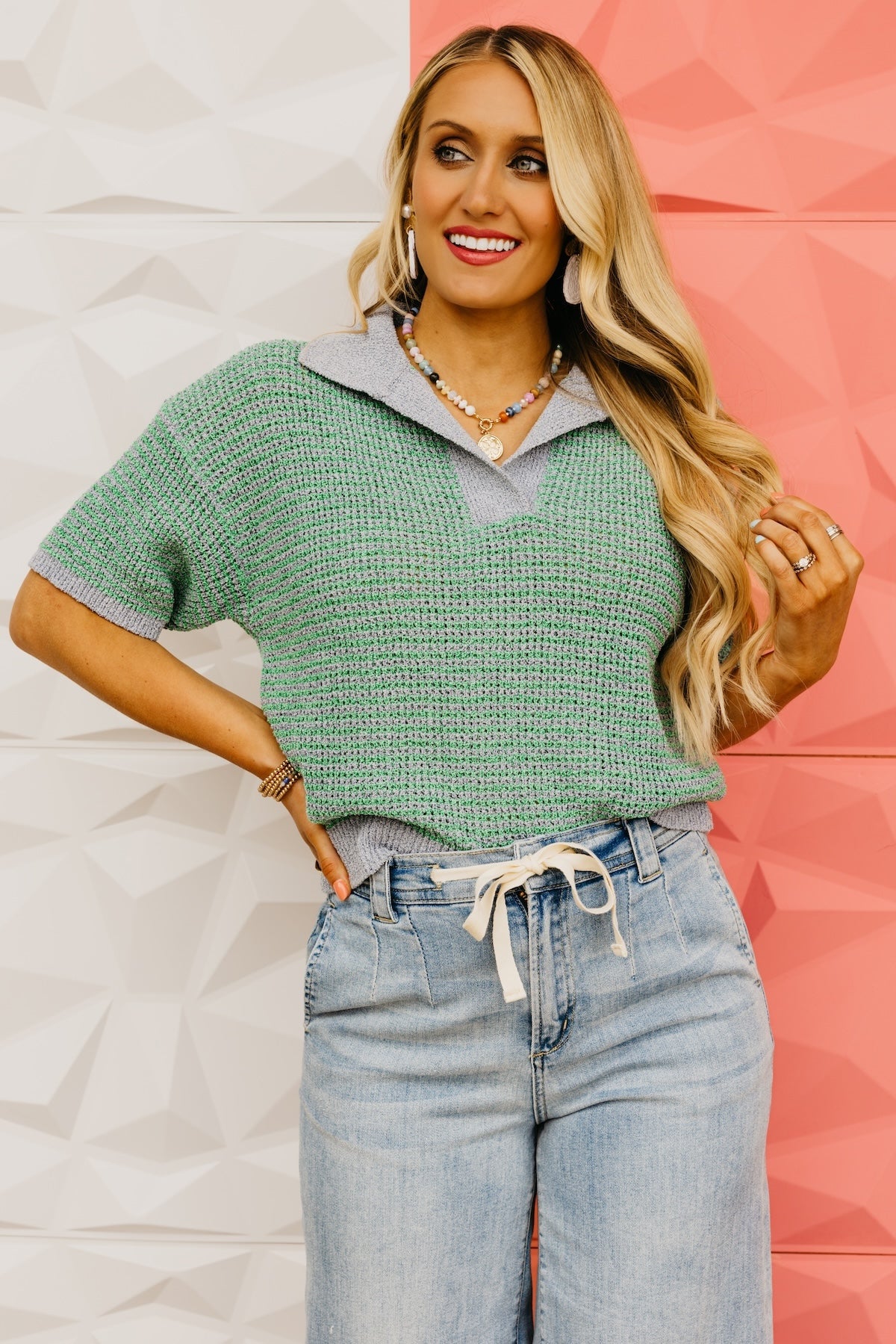 The Adelynn Two-Tone Collared Sweater