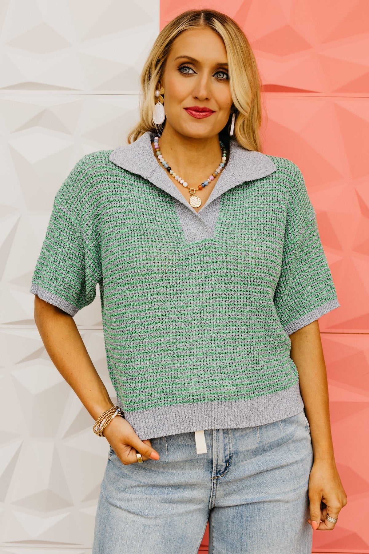 The Adelynn Two-Tone Collared Sweater
