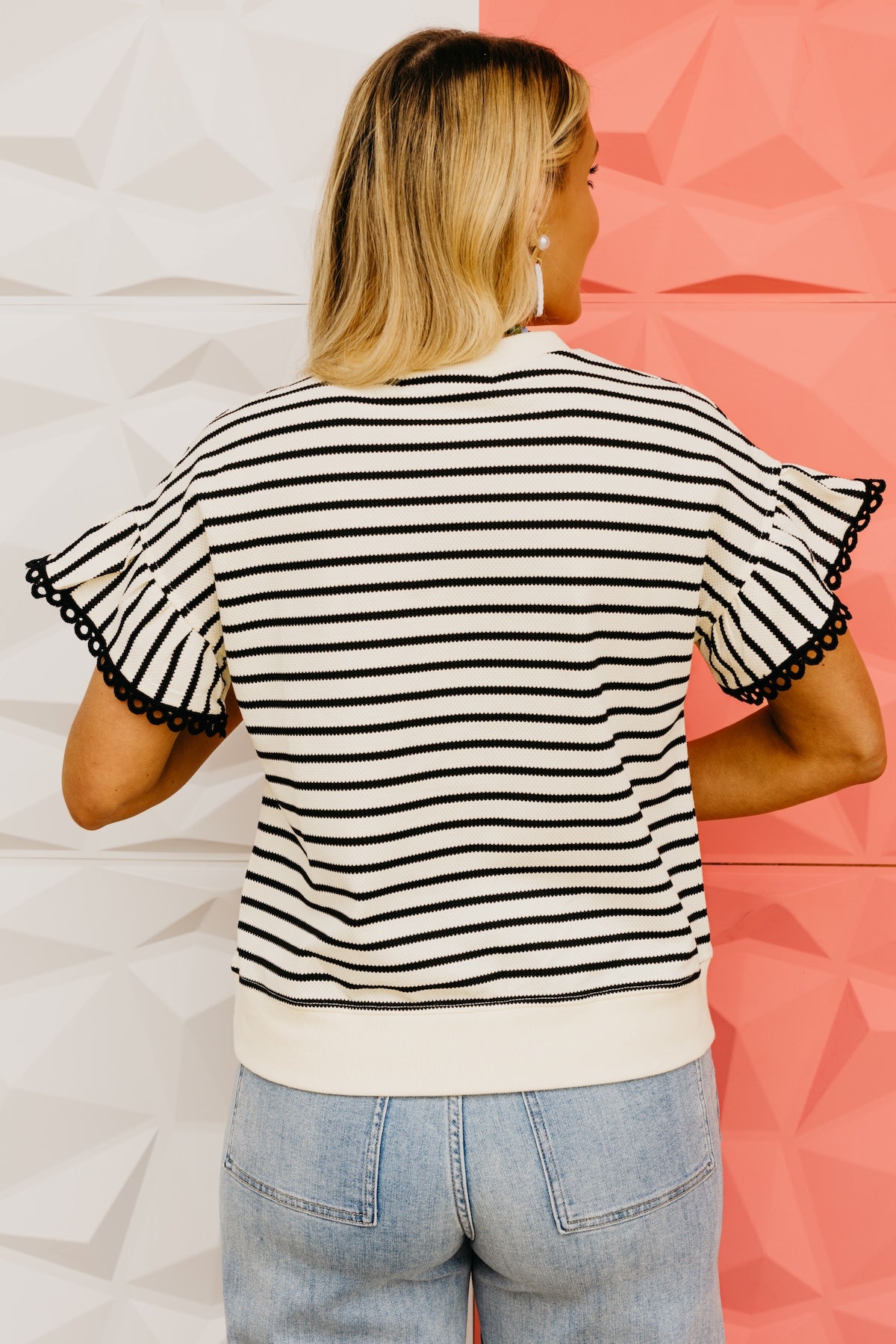 The Nash Scallop Lace Trim Knit Top