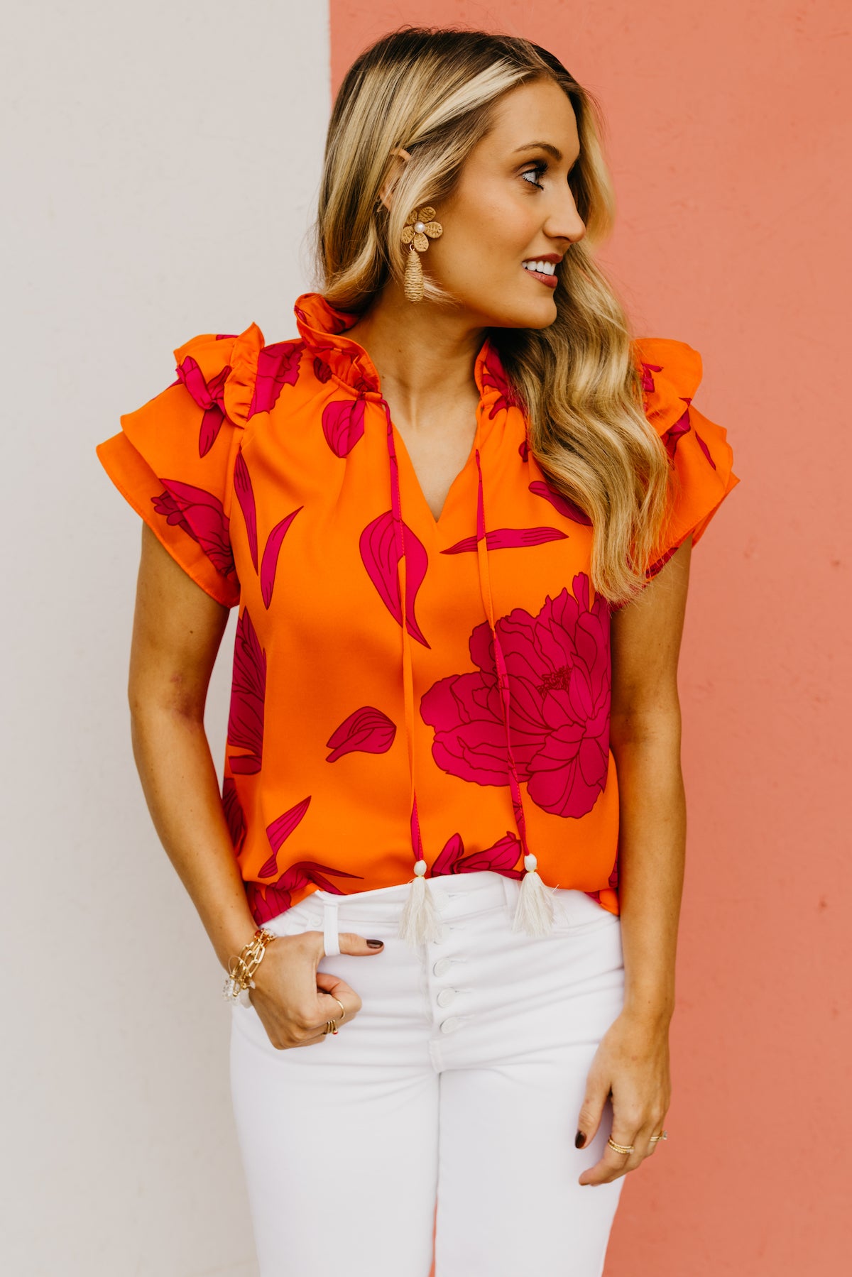 The Lissa Floral Flutter Sleeve Top