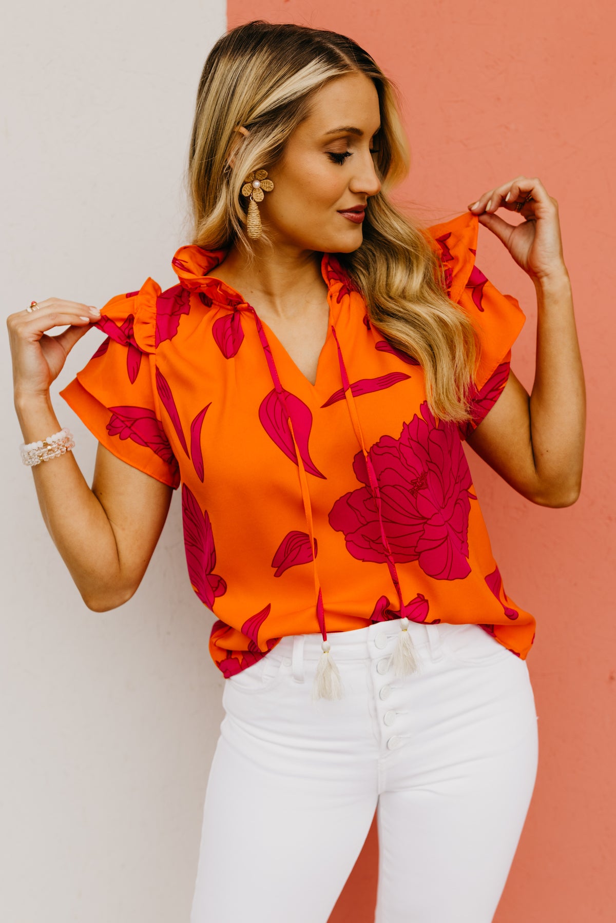 The Lissa Floral Flutter Sleeve Top