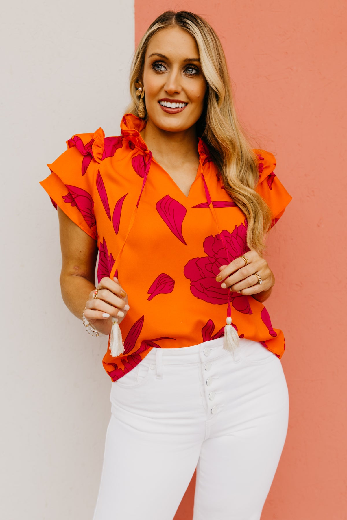 The Lissa Floral Flutter Sleeve Top