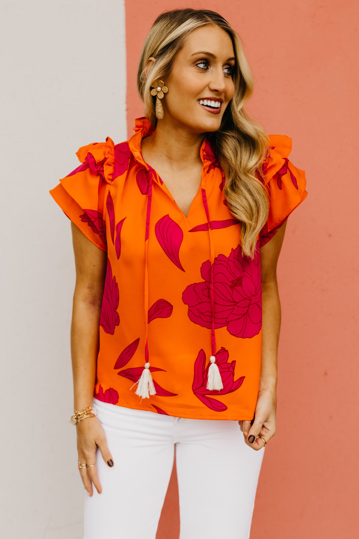 The Lissa Floral Flutter Sleeve Top