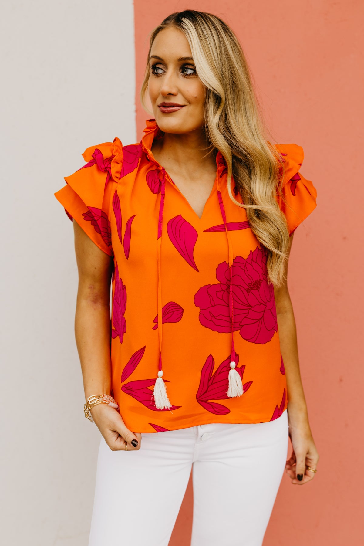 The Lissa Floral Flutter Sleeve Top