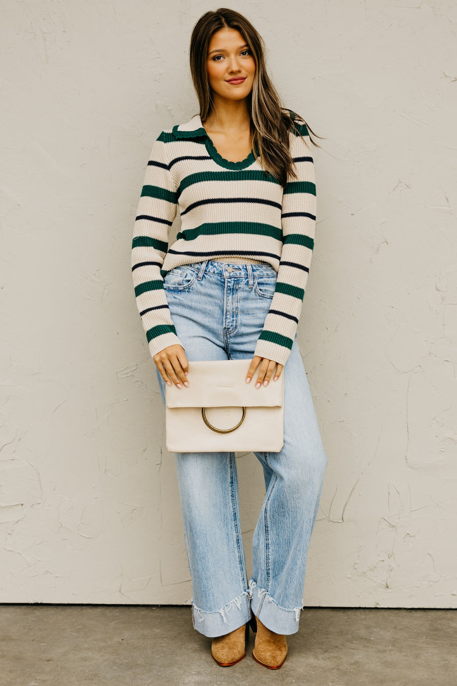 The Collins Stripe Collared Sweater