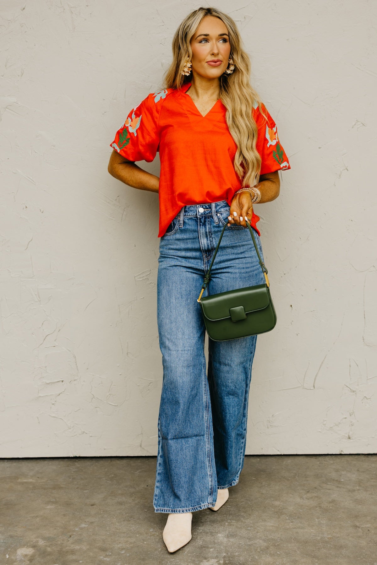 The Elian Embroidered Puff Sleeve Top
