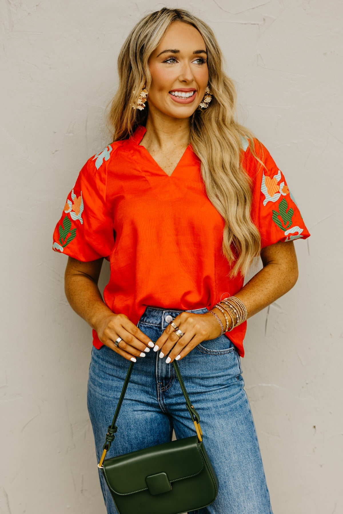 The Elian Embroidered Puff Sleeve Top